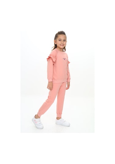 Toontoy Kız Çocuk Baskılı Eşofman Takım Koyu Pudra