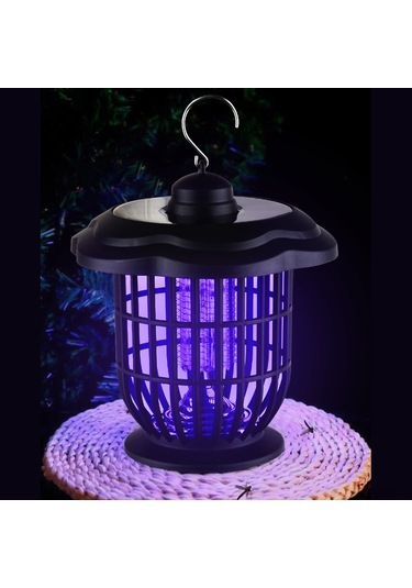 Qingmipy Güneş Enerjili Hareket Sensörlü Sinek Öldürücü Bahçe Aydınlatma Lambası, Su Geçirmez Siyah