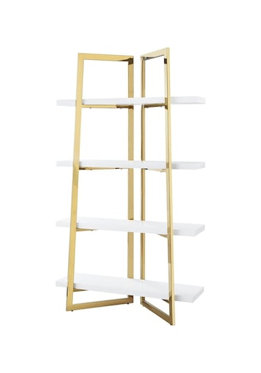 Nysa Gold Metal Beyaz Kitaplık & Raf