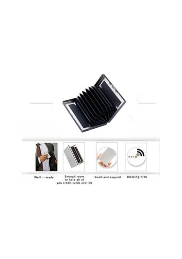Zyzqstore Siyah Yeni Moda Paslanmaz Çelik 10 Kart Kapasitesi Erkek Cüzdan & Kartlık D Cüzdan Siyah