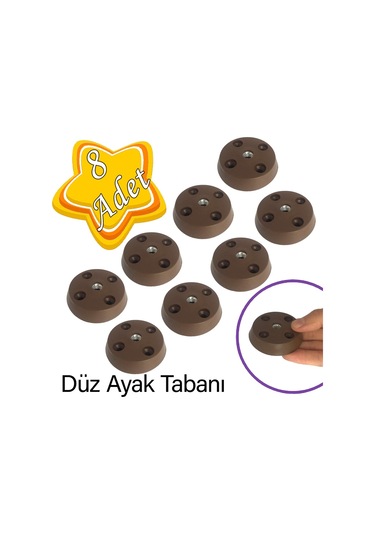 8 Adet Düz Ayak Tabanı Kahverengi Mobilya Masa Sehpa Ayağı Bağlantı Aparatı Plastik