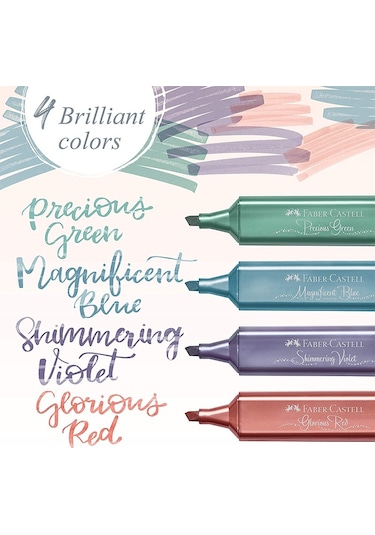 Faber-Castell Fosforlu Kalem 46 Metalik Renkler 4'lü Çok Renkli