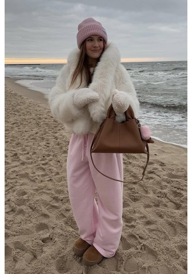 Madmext Pembe Bol Paça Kadın Eşofman Altı Mg2279 Pembe