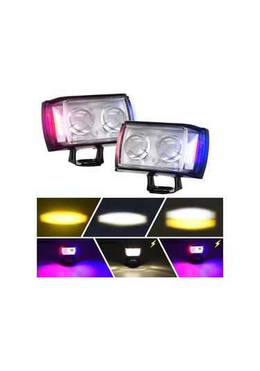 Motosiklet Led Spot Harici Mini Lens Yüksek Parlaklık Flaş Far Sürüş Sis Lambaları 2 Lens