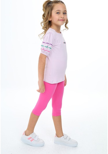 Toontoy Kız Çocuk Nakışlı Kaprili Takım Açık Lila