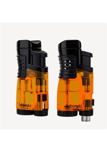 Lubinski 3 Torch Çakmak ve Kesici Puro Seti Turuncu