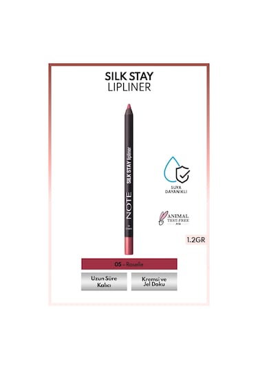 Note Cosmetics Silk Stay Lipliner Suya Dayanıklı İpeksi Dudak Kalemi - 05 Roselle - Pembe
