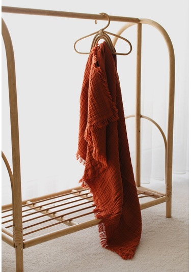 Babywom 4 Katlı Müslin Bebek-Çocuk Battaniyesi 110X110Cm Kiremit