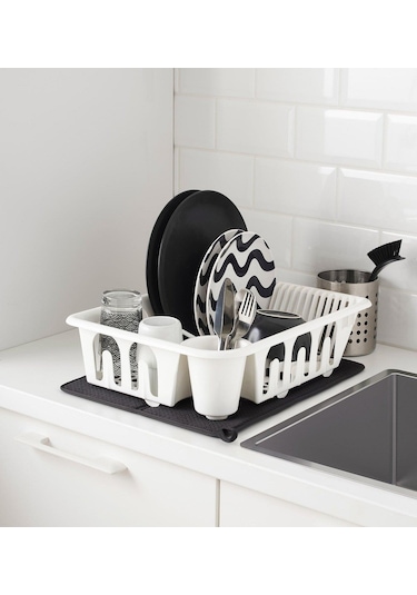 Mashotrend Bulaşık Kurutma Örtüsü Gri Tezgah Üstü Bulaşık Matı -