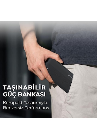 Philips DLP2120 10000 mAh 22.5W 2xUSB-A + Type-C PD Üç Çıkışlı Powerbank