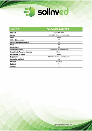 Solinved Güneş Enerjili Akıllı Ptz 4g Kamera