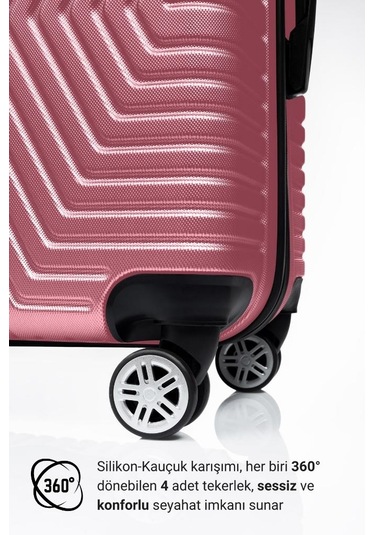 G&d Polo Suitcase Abs 3'lü Gül Kurusu Lüx Valiz Seyahat Seti 600.08-set Gülkurusu