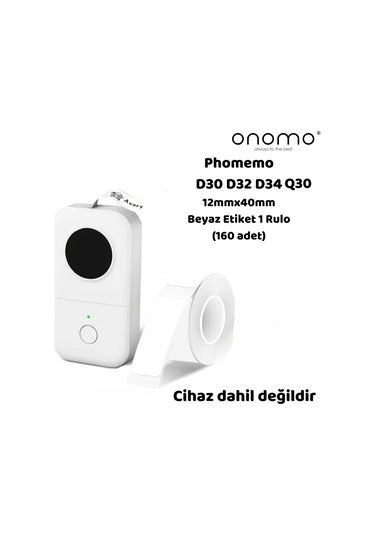 Phomemo 1 Rulo 12x40mm/160adet Beyaz Etiket D30/q30