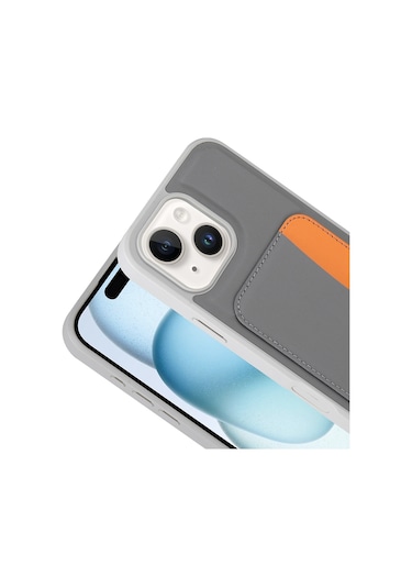 Thegencoo Apple, Uyumlu iPhone 13 Kılıf Kartlıklı Zore X-kart Silikon Kapak - Siyah