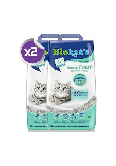 Biokat's Bianco Fresh Topaklaşan Bentonit Kedi Kumu 2 x 10 L