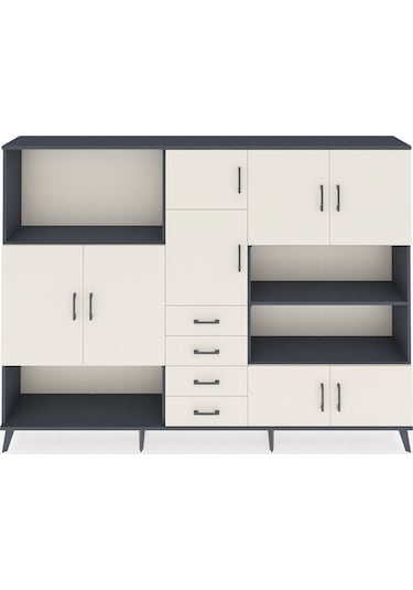 Arges Dolap 9 Raflı 4 Çekmeceli 8 Kapaklı 220x30x163 Antrasit-ayt Antrasit-aytaşı