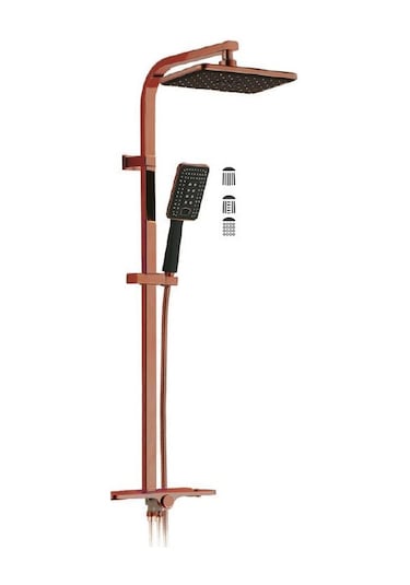 Penta Duş Sistemi Kare Boru Rose 8868 Bronz