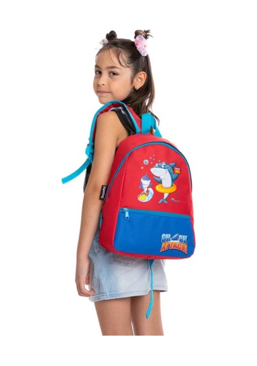 Superbag Erkek Çocuk Anaokulu Çantası Balık Desenli Sırt Çantası Kreş Çantası Mavi