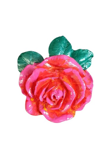 Uretti - Ayşe 7362 5422 El Yapımı Minik 2'li Pembe - Siyah Renk Gül Magnet - 6 X 7 Cm 6x7