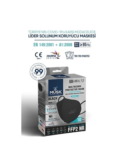 Musk Ffp2/N95 Maske Siyah Renk 20 Adet