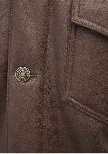 Mavi - Suni Kürk Detaylı Kahverengi Suni Deri Ceket 0110460-71603 Kahverengi