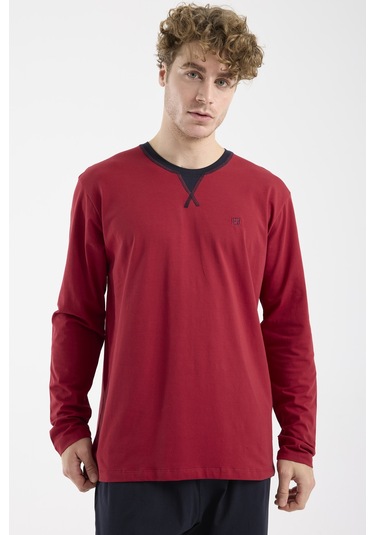 Sementa Bisiklet Yaka Uzun Kol Pijama Takım - Bordo Bordo