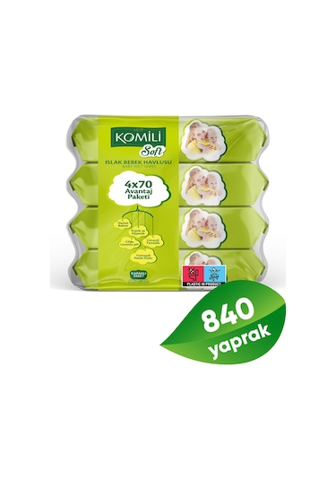 Komili Soft Islak Havlu 4 x 70 - 3'lü Paket - 840 Yaprak