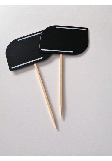 10 Adet Silinebilir Karatahta Dekoratif Siyah Etiket Saplama Çubuklu