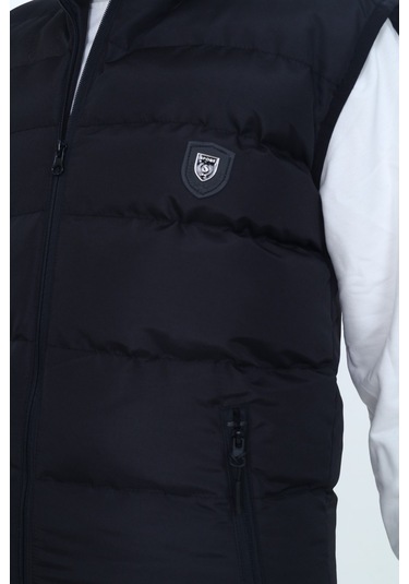 Toontoy Erkek Çocuk Su İtici Dik Yaka Fermuarlı Cepli Şişme Yelek Siyah