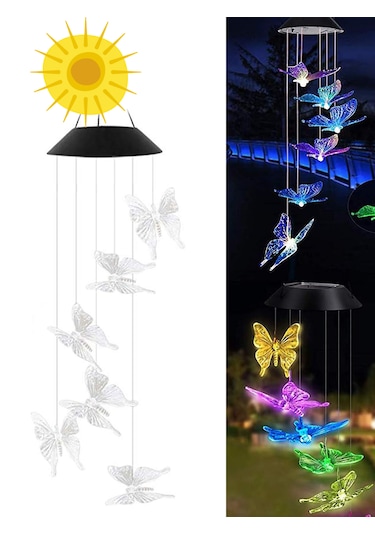 Greentech Güneş Enerjili Renk Geçişli Kristal Kelebek Aydınlatma / GT-SL08