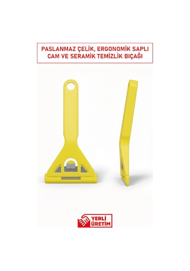 Cam Kazıma Bıçağı 3 Lü Set Paslanmaz Çelik, Ergonomik Saplı, Güvenli Temizlik Aracı Diğer