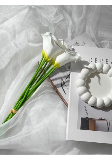 Yapay Çiçek Islak Gerçek Gala Çiçeği 8 Dal Net Beyaz 34 Cm