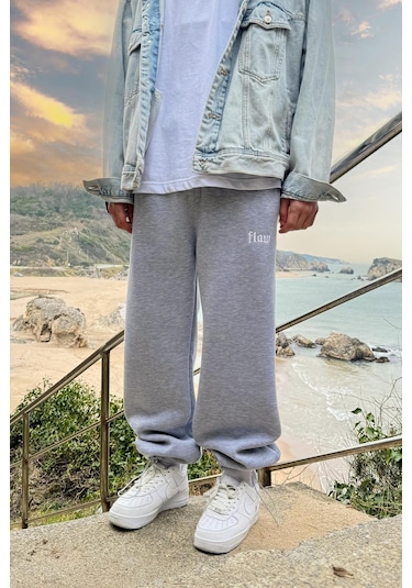 Flaw Atelıer Flaw Atelier Baggy Eşofman Altı Gri Melanj-16511 Gri Melanj