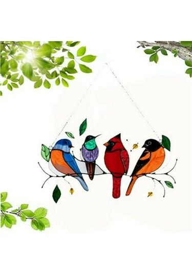 Hombey 7 Adet Renkli Kuş Akrilik Takı: Pencere Duvar Dekorasyonu, Doğal Işıkta Parlayan Ev Dekoru