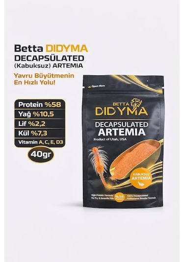 Betta Didyma Decapsulated Kabuksuz Artemia 40gr Anahtarlık Hediyeli