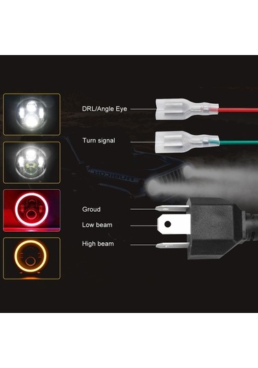 Flybuy Adet 7 Araba Motosiklet Led Far Drl/çevirme Sinyali/kısa/uzun Far Kırmızı A Siyah Siyah