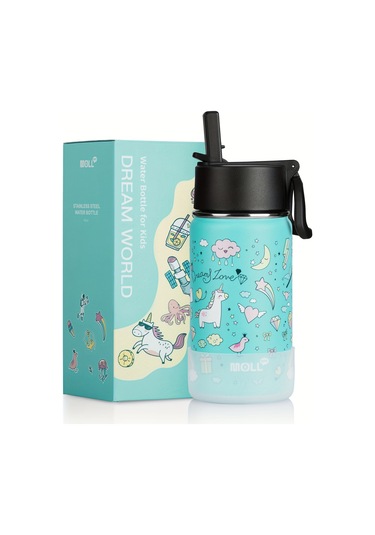 12oz Paslanmaz Çelik Vakum Yalıtımlı Su Şişesi Unicorn-mavi