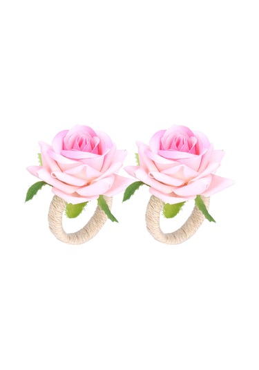 Konesam Pembe Simülasyon Çiçekli Servis Peçete Halka - Modern Minimalist Masa Dekorasyonu, Çift Paket Cjk-6613