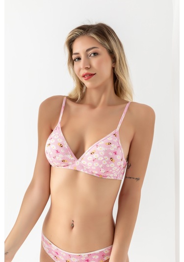 Pamuklu Desenli, Üçgen Sütyen Pembe Mgp1961 Pembe