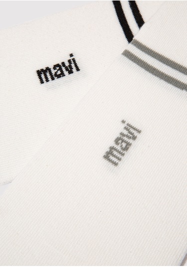 Mavi - 2'li Ekru Babet Çorabı 092593-34523 Pembe