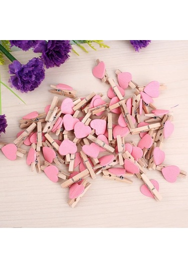 Sarı-50 Adet Mini Aşk Kalp Ahşap Mandal Pinza De Madera Mandal Bois Zanaat Klipler Dıy Elbise Po Kağıt Peg Mandal