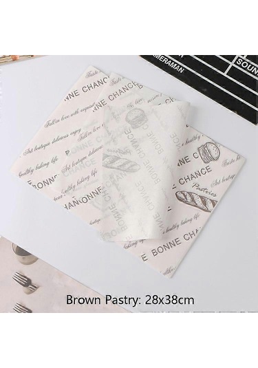 2 Paket Kek Yağlı Kağıt Pişirme Paketleme Tabak Kağıdı Hamburger Kağıdı, Renk: Kahverengi Pasta Çok Renkli