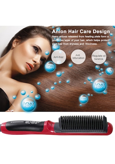 Suofeng Taşınabilir Lcd Ekranlı Isıtmalı Sakal Düzleştirici Tarak - İyon Teknolojili & Anti-statik