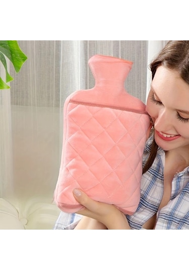 Willowhaven Kahverengi 2000ml Sıcak Su Torbası Kalın Puşet Kılıflı Karın Isıtıcı El Isıtıcı Kahverengi