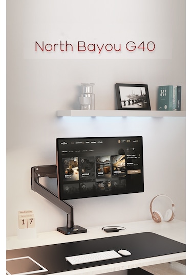 North Bayou Nb G45 Gaz Yay Kolu 27-40 Inç Ekran Masaüstü Monitör Tutucu 360 3-12kg