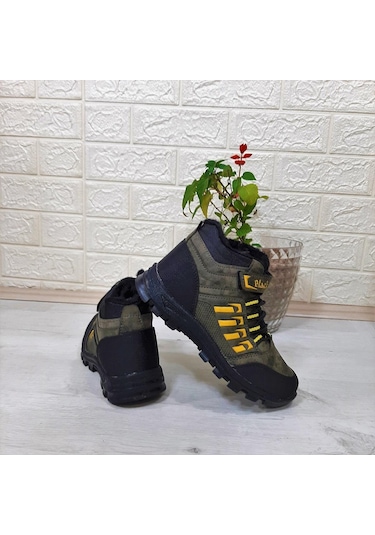 Black Sea 542 Haki Kürklü Fermuarlı Cırtlı Erkek Çocuk Bot 001