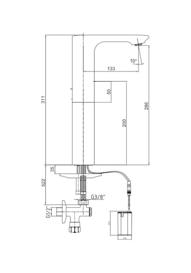 Eca 108108036 Compact Pilli Çift Su Girişli Yüksek Tip Fotoselli Lavabo Bataryası