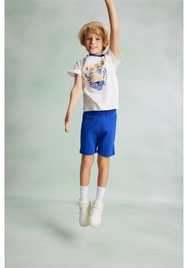 Luess Erkek Çocuk Görsel Baskılı Alt Üst Takım - Beyaz - Mavi Luess Erkek Çocuk Görsel Baskılı Alt Üst Takım - Beyaz - Mavi
