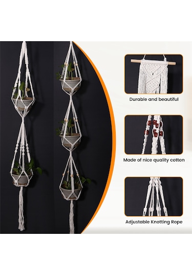 El Yapımı Çiçek Standı, Ayarlanabilir Düğümleme İpi, Dokuma Askılı Sepet