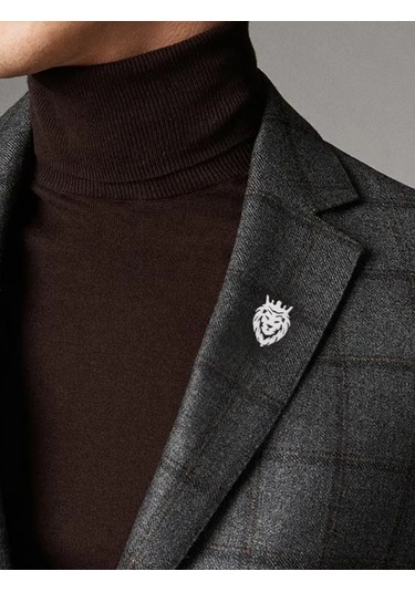 Olfil Broş-mini Aslan Stil Şık Minimalizm 317910621 Gri